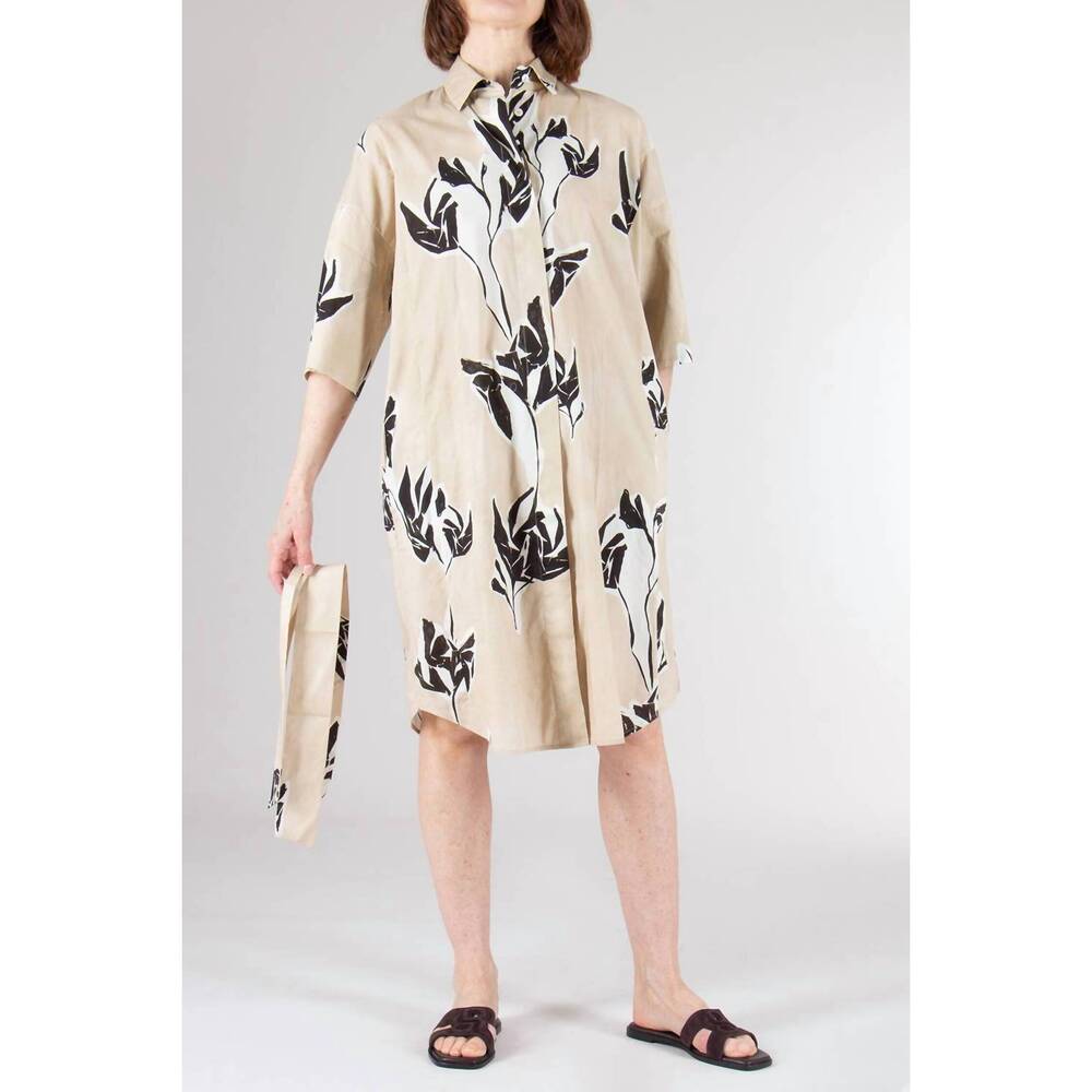 NEW 0039 ITALY derby mini dress in tan/black/white